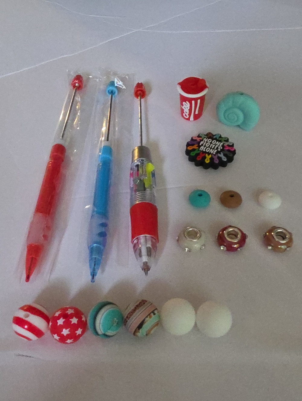 Pen & pencil Decorative Beads - Red, Blue, Teal